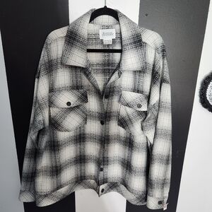Boston Traders Black & White Plaid Utility Shacket